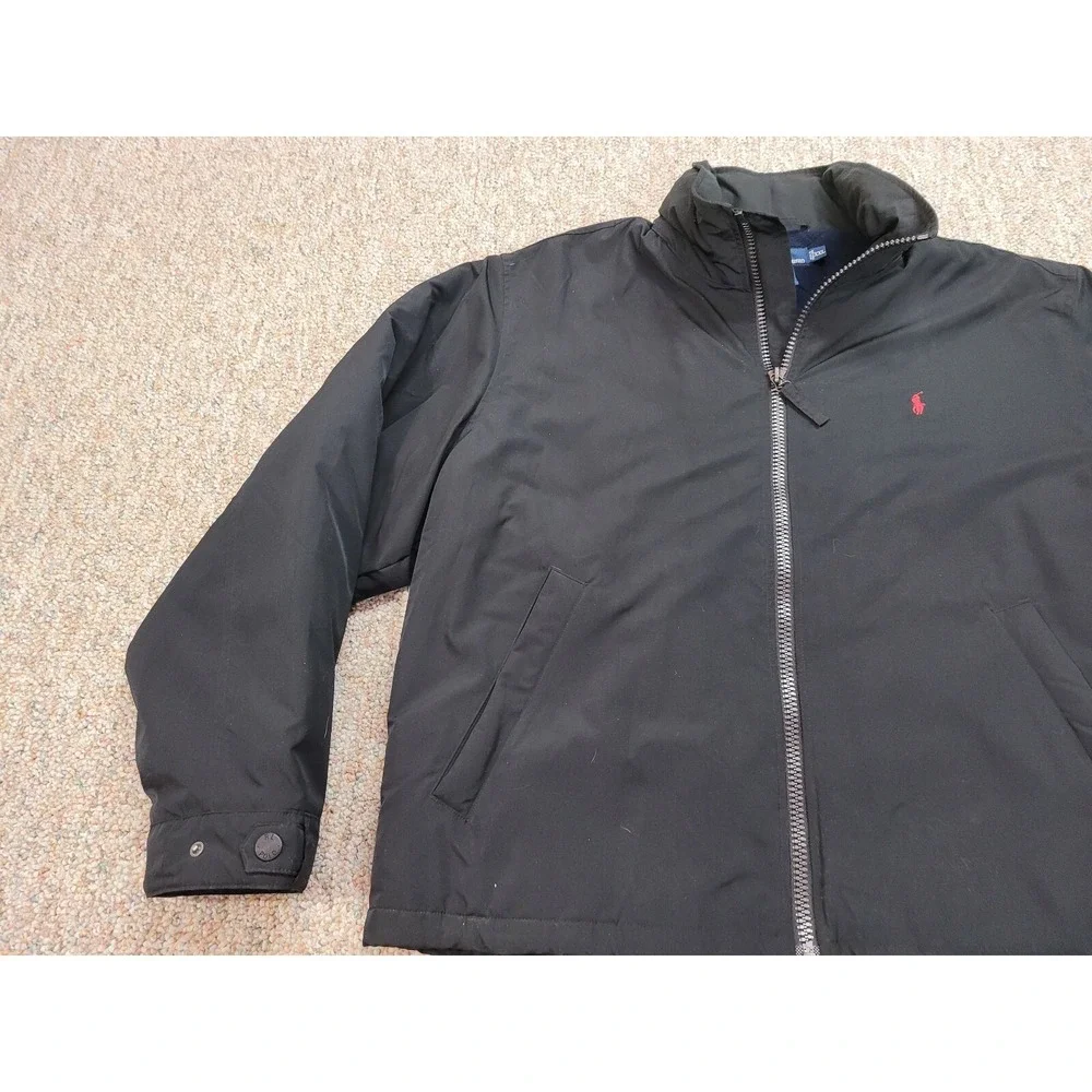 Polo Ralph Lauren Jacket Mens 2XL Black Full Zip Quilted Fleece Lined Casual XXL